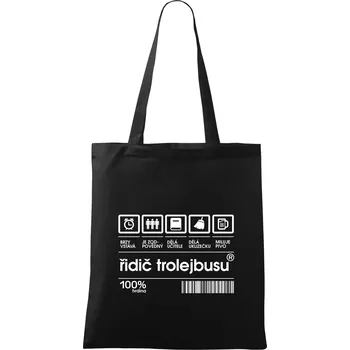 Nákupní taška Čárový kód - Řidič trolejbusu - Taška bavlněná - 42 x 38 cm ( Černá )