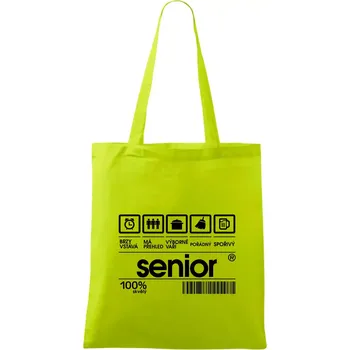 Čárový kód senior - Taška bavlněná - 42 x 38 cm ( Limetková )