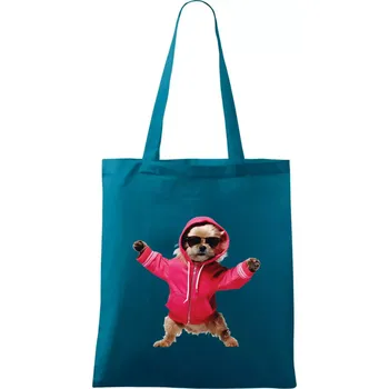 Yorkšír v mikině - Taška bavlněná - 42 x 38 cm ( Petrolejová )