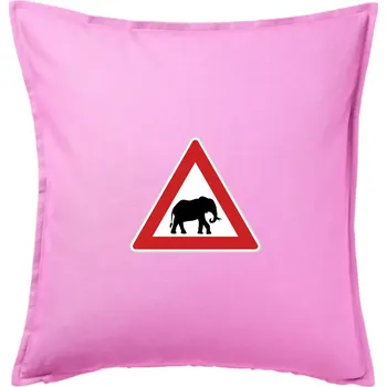 Polštář Dopravní značka - Pozor slon - Polštář 50x50 - 50x50 - Pouze potah ( Růžová )