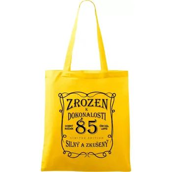 Nákupní taška Zrozen k dokonalosti 85 - Taška bavlněná - 42 x 38 cm ( Žlutá )