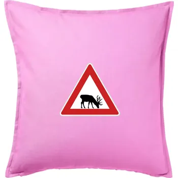 Polštář Dopravní značka - Pozor los - Polštář 50x50 - 50x50 - Pouze potah ( Růžová )