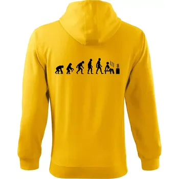 Pánská mikina Evoluce sauna - Mikina s kapucí na zip trendy zipper - S ( Žlutá )