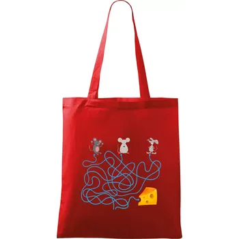 Nákupní taška Myší cesta hlavolam - Taška bavlněná - 42 x 38 cm ( Červená )