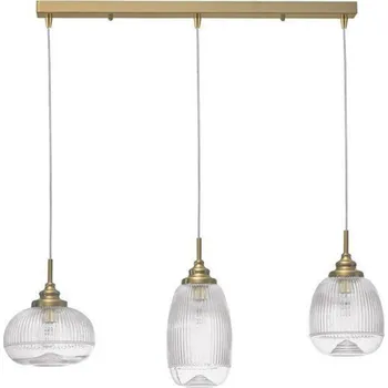 NOVA LUCE závěsné svítidlo MOND saténový zlatý kov čiré sklo E14 3x5W 230V IP20 bez žárovky 9731216