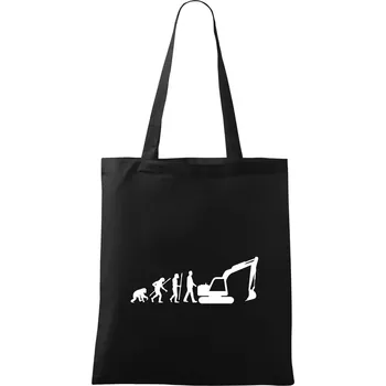 Nákupní taška Evoluce bagr velký - Taška bavlněná - 42 x 38 cm ( Černá )
