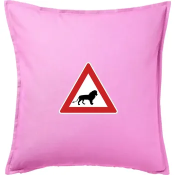 Polštář Dopravní značka - Pozor lev - Polštář 50x50 - 50x50 - Pouze potah ( Růžová )