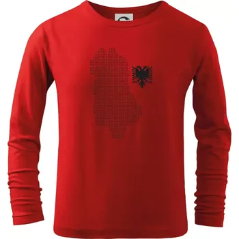 Chlapecké tričko Albánie mapa tečkovaná - Triko dětské Long Sleeve - 122 cm/6 let ( Červená )