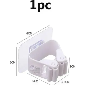 Věšák Držák mopu bez vrtání na stěnu | věšák, organizér - Bílá 1 ks