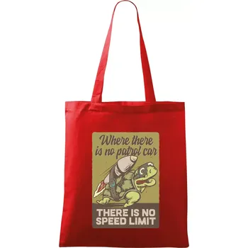Nákupní taška Želva na cestách - Taška bavlněná - 42 x 38 cm ( Červená )