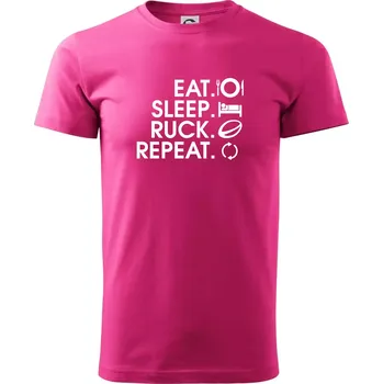 Pánská móda Eat sleep Rugby - Klasické pánské triko vyšší gramáže - L ( Purpurová )