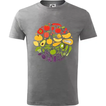 Zelenina v kruhu - Tričko dětské bavlněné - 98 cm / 2 roky ( Tmavě šedý melír )