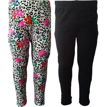 Dívčí legíny LEMON BERET balení 2 kusy černé a květy Barva: Černá, Velikost: 104