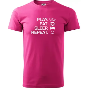 Pánská móda Play Eat Sleep Repeat fotbal - Klasické pánské triko vyšší gramáže - XL ( Purpurová )