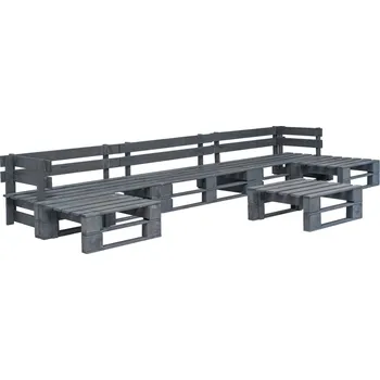 6dílná zahradní sedací souprava z palet dřevo šedá Šedá276320