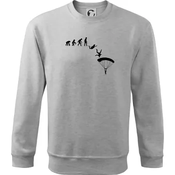 Pánská mikina Evoluce parašutista seskok - Mikina Essential pánská - S ( Světlešedý Melír )