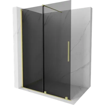 Mexen Velar sprchový kout posuvný Walk-in 160 x 200 cm, grafit 8 mm, zlatý kartáčovaný - 871-160-000-43-55 Sprchové stěny