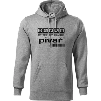 Pánská mikina Čárový kód pivař - Mikina pánská Cape s kapucí - 4XL ( Tmavě šedý melír )