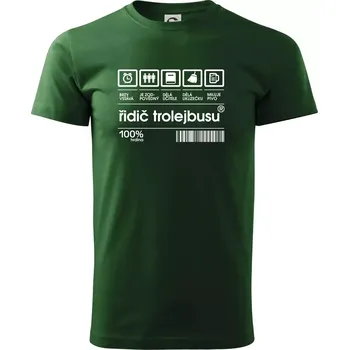 Pánské tričko Čárový kód - Řidič trolejbusu - Triko extra velké (5-8XL) - 8XL ( Lahvově zelená )