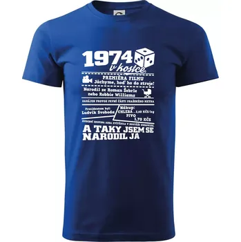 Pánské tričko 1974 v kostce - Triko extra velké (5-8XL) - 7XL ( Královská modrá )
