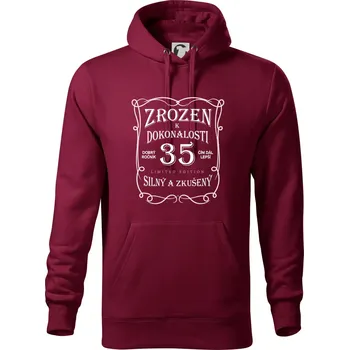 Pánská mikina Zrozen k dokonalosti 35 - Mikina pánská Cape s kapucí - 5XL ( Garnet )