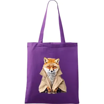 Nákupní taška Liška v kabátu - Taška bavlněná - 42 x 38 cm ( Fialová )