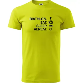 Biathlon Eat Sleep Repeat - Klasické pánské triko vyšší gramáže - M ( Limetková )