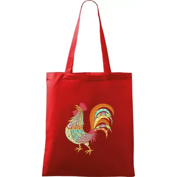Nákupní taška Kohout duhový - Taška bavlněná - 42 x 38 cm ( Červená )