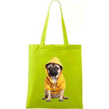 Mops v mikině - Taška bavlněná - 42 x 38 cm ( Limetková )
