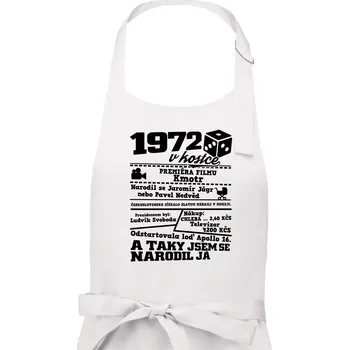 Kuchyňská zástěra 1972 v kostce - Pánská zástěra na vaření - Univerzální velikost ( Bílá )
