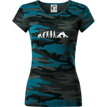 Dámské oblečení Judo Evoluce - Dámské maskáčové triko - S ( Petrolejová maskáč )