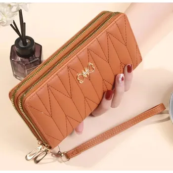 Peněženka Dlouhá dámská peněženka na zip | dámská peněženka, mobilní peněženka - Hnědý