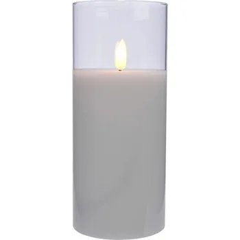 Svíčka SVÍČKA VE SKLE DEKORATIVNÍ LED BÍLÁ 17,5 CM