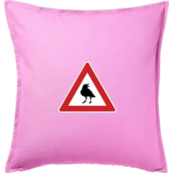 Polštář Dopravní značka - Pozor havran - Polštář 50x50 - 50x50 - Pouze potah ( Růžová )