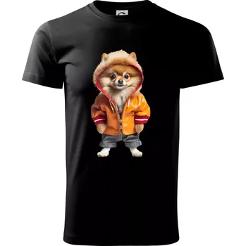 Pomeranian v bundě - Triko extra velké (5-8XL) - 8XL ( Černá )