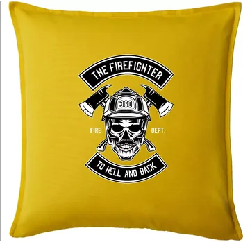 Polštář Lebka hasič do pekla a zpátky - Polštář 50x50 - 50x50 - Pouze potah ( Žlutá )