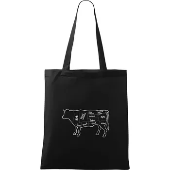 Nákupní taška Kráva nákres s názvy - Taška bavlněná - 42 x 38 cm ( Černá )
