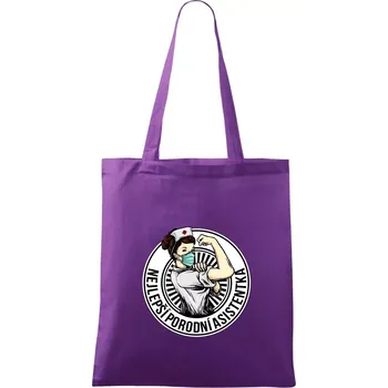 Nejlepší porodní asistentka - Taška bavlněná - 42 x 38 cm ( Fialová )