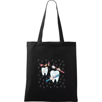 Nákupní taška Zubařské tričko - kartáček a jídlo - Taška bavlněná - 42 x 38 cm ( Černá )