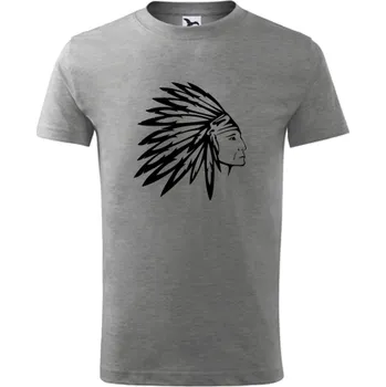 Chlapecké tričko Šedé dětské tričko indián - barva šedá - velikost 8let