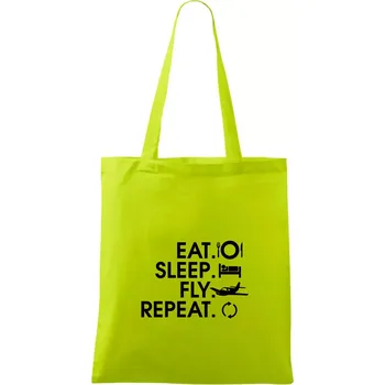 Eat sleep fly repeat - Taška bavlněná - 42 x 38 cm ( Limetková )