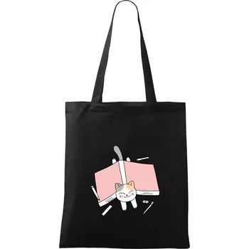 Učení na státnice kočka - Taška bavlněná - 42 x 38 cm ( Černá )