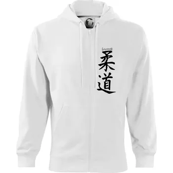 Pánská mikina Judo nápis japan - Mikina s kapucí na zip trendy zipper - S ( Bílá )