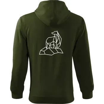 Pánská mikina Geometrie lední medvěd na ledu - Mikina s kapucí na zip trendy zipper - M ( Military )