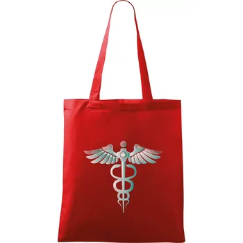 Nákupní taška Hrdinové zdravotnictví - logo (Pecka design) - Taška bavlněná - 42 x 38 cm ( Červená )