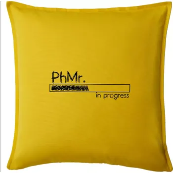 Polštář In progress titul PhMr. magistr / magistra filozofie - Polštář 50x50 - 50x50 - Pouze potah ( Žlutá )