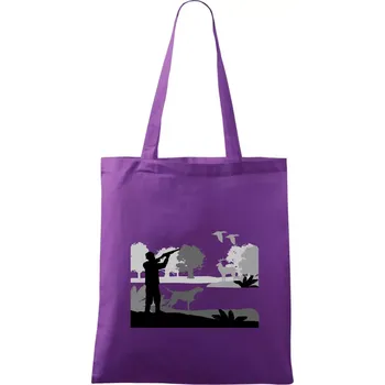 Lovec a ohař v lese - Taška bavlněná - 42 x 38 cm ( Fialová )