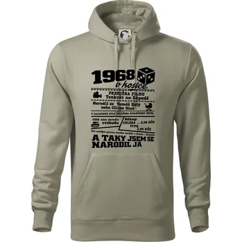Pánská mikina 1968 v kostce - Mikina pánská Cape s kapucí - 5XL ( Light khaki )