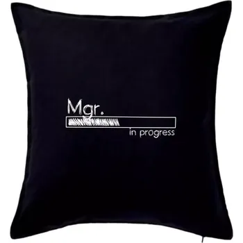 Polštář In progress titul Mgr. magistr / magistra - Polštář 50x50 - 50x50 - Pouze potah ( Černá )