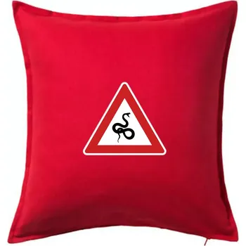 Polštář Dopravní značka - Pozor had - Polštář 50x50 - 50x50 - Pouze potah ( Červená )